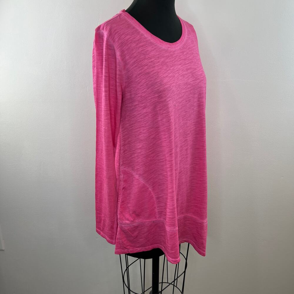 LOGO by Lori Goldstein Pink Long Sleeve Round Neck Cotton Annelle Top Size S